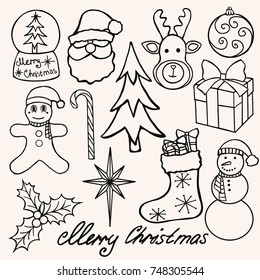 Christmas Elements Hand Drawn Vector stock illustration