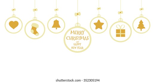 christmas elements hanging gold