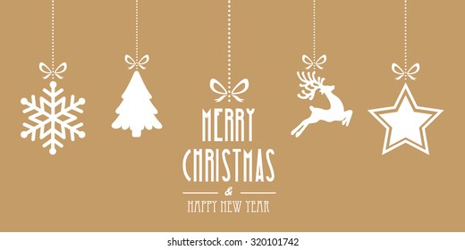 christmas elements hanging gold background