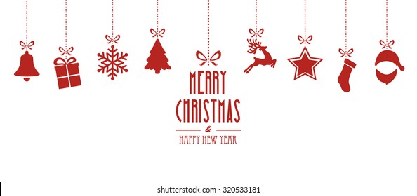 Christmas Elements Hanging Red Isolated Background