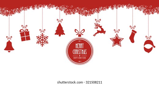 Christmas Elements Hanging Red Isolated Background