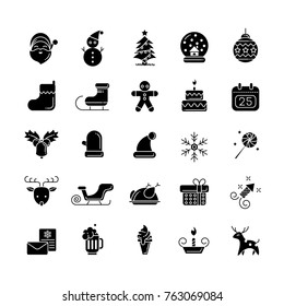 christmas elements icon set. icon flat style icons on white background