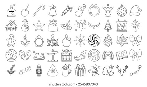 Navidades Elementos Icon Set Símbolos de Festiva Perfectos para Diseños de temporada Doodle Iconos Dibujado a mano Festiva Vector Set