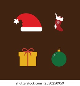 Christmas elements icon set vector images.