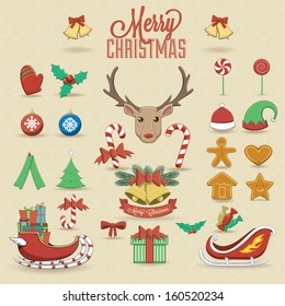 Christmas elements and icons. Vector illustration