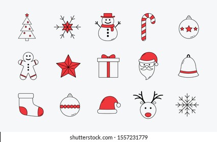 Christmas elements isolated on white background. Vector