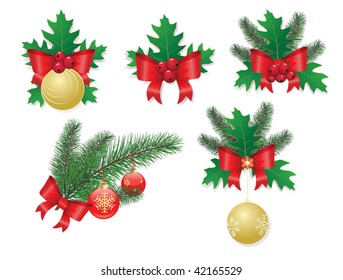 Christmas elements isolated on white, vector illustration
