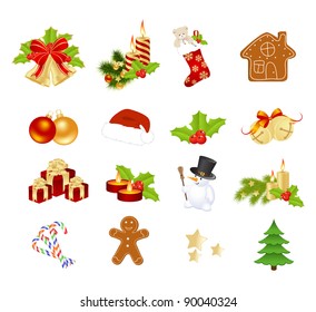 Christmas elements isolated on a white. Vector illustration.