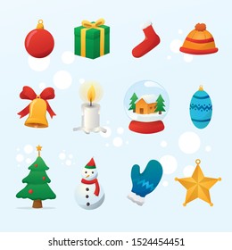 Christmas Elements Item Set Vector Illustration