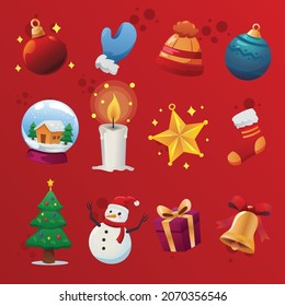 Christmas Elements Item Set Vector Illustration