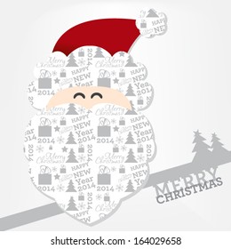 Christmas elements and "Merry Christmas" typo form Santa Claus's face to send greeting