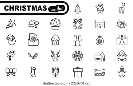 Christmas elements - minimal thin line web icon set. Outline icons collection. Simple vector illustration.
