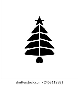 Christmas elements in modern minimalist geometric style. icon set in black in flat design style. Christmas tree with geometric patterns, stars, lights and Christmas supporting elements