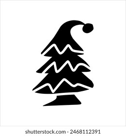 Christmas elements in modern minimalist geometric style. icon set in black in flat design style. Christmas tree with geometric patterns, stars, lights and Christmas supporting elements