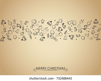 Christmas elements on gold background for wrapping, invitation card or other banners. Vector illustration EPS 10.