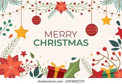 Christmas Elements on Pink Background