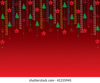 Christmas elements on a red background