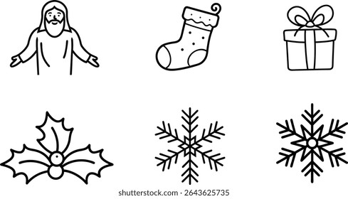 Navidades Elementos esquema icono ilustración.