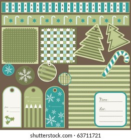 Christmas elements and patterns, vector