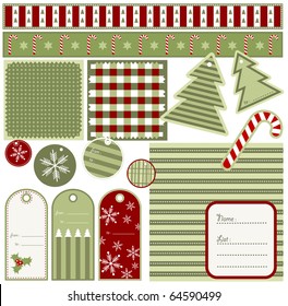 Christmas elements and patterns, vector