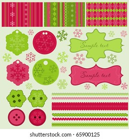 Christmas elements and patterns in vector