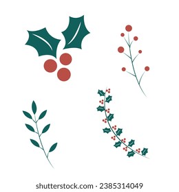 Christmas elements plants leaves branch