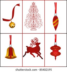 Christmas elements red and gold