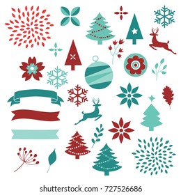 Christmas elements red and green.