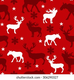 Christmas elements. Reindeer seamless pattern.