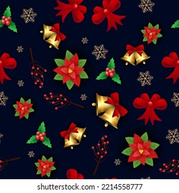 Christmas elements seamless pattern background