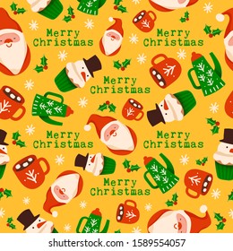 Christmas elements seamless pattern : Vector Illustration