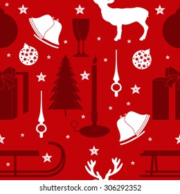 Christmas elements. Seamless pattern winter illustration.