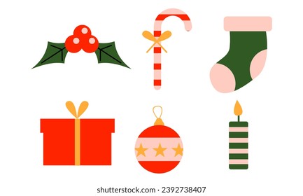 Christmas elements set. Christmas collection. Merry Christmas and Happy New year. Christmas collection with seasonal elements