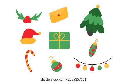 Christmas elements set. Christmas collection. Merry Christmas and Happy New year. Christmas collection with seasonal elements