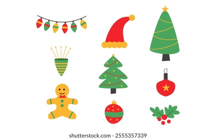 Christmas elements set. Christmas collection. Merry Christmas and Happy New year. Christmas collection with seasonal elements