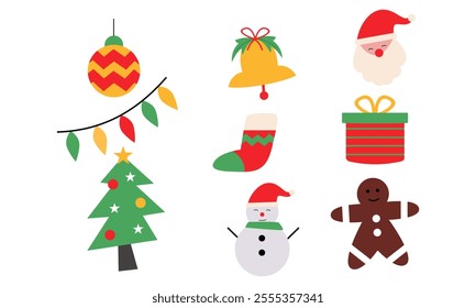 Christmas elements set. Christmas collection. Merry Christmas and Happy New year. Christmas collection with seasonal elements
