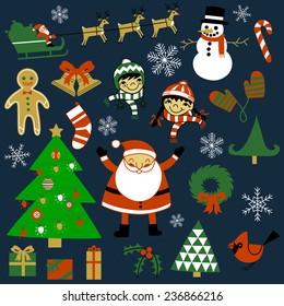 Christmas Elements Set - A collection of over 20 hand-drawn Christmas elements.  Each element is grouped individually for easy editing.