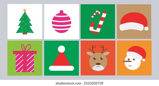 christmas elements set icon design.christmas collection of ball,santa,balls,deer,cado,gift,snow,star,snowman