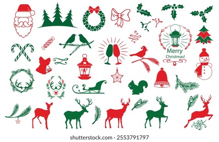 Christmas elements set icons design. Christmas collection of bells, santa, deer, angel, nutcracker, cookies, showman, snowstar, drums, mitten, candy, sock, tree
Vector Formats
EPS