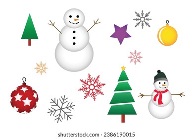 Christmas elements set with minimalist shapes. Vector illustration