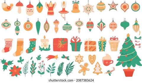 CHRISTMAS ELEMENTS SET SIMPLE VECTOR GRAPHICS COLLECTION