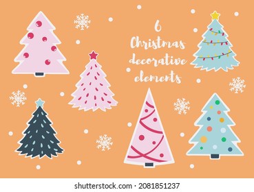 Christmas elements set. Vector illustration for design, fabric or wrapping paper, for greeting cards.