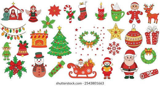 Christmas elements set vector illustration