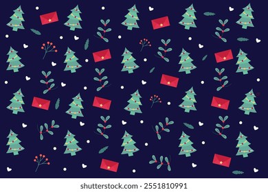 christmas elements snowflakes trees pattern gift wrap vector transparent background 