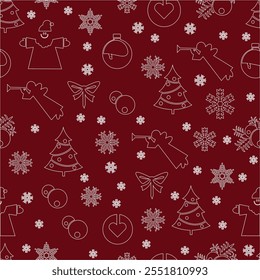 christmas elements snowflakes trees pattern gift wrap vector transparent background 