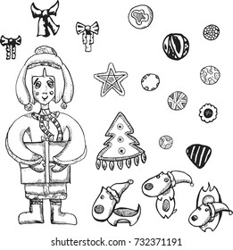 Christmas elements and stickers