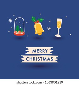 Christmas elements with text and layout template for cards and banner design : Vector Illustration