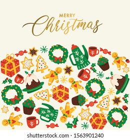 Christmas elements with text and layout template for cards and banner design : Vector Illustration