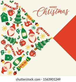 Christmas elements with text and layout template for cards and banner design : Vector Illustration