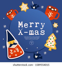 Christmas elements with text and layout template for cards and banner design : Vector Illustration